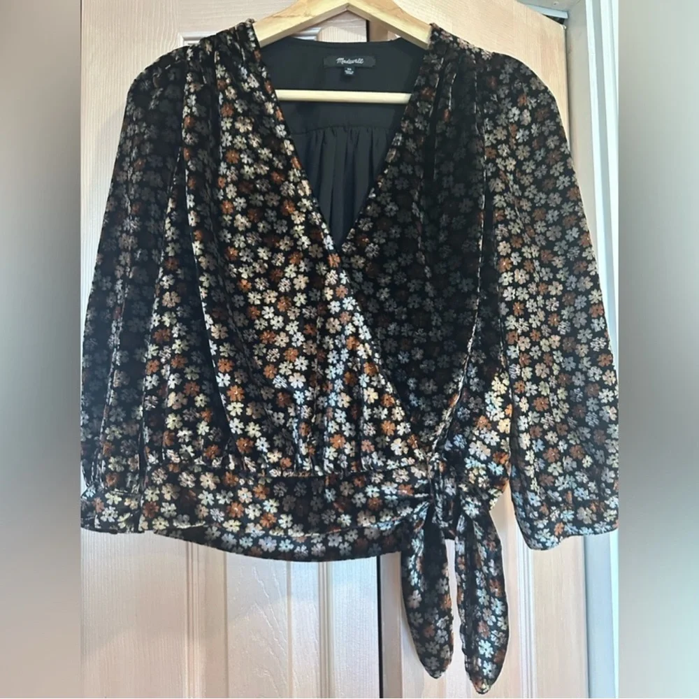 Madewell Velvet Wrap Top in
Petite Blooms - Picture 6 of 7